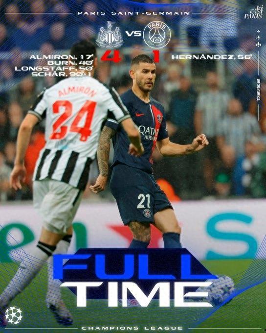 23-24赛季欧冠F组第5轮 巴黎圣日耳曼vs纽卡斯尔联